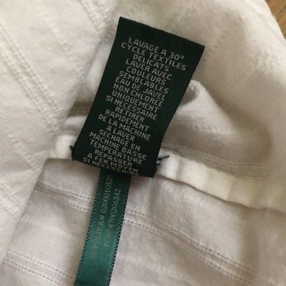 LRL Lauren Jeans white cotton summer blouse with floral embroidery and neck ties - Picture 10 of 11